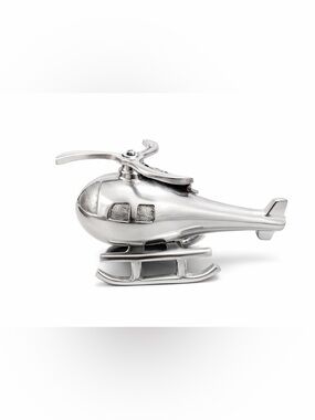 Hand Crafted Silver Tone metal Helicopter Decorative Figurine